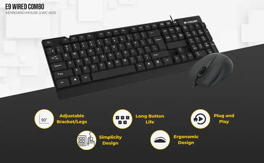 Keyboard + Mouse E9 Wired Combo