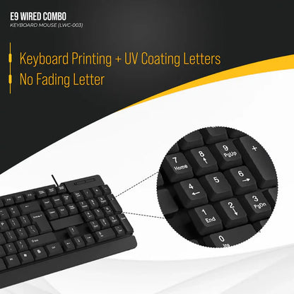 Keyboard + Mouse E9 Wired Combo