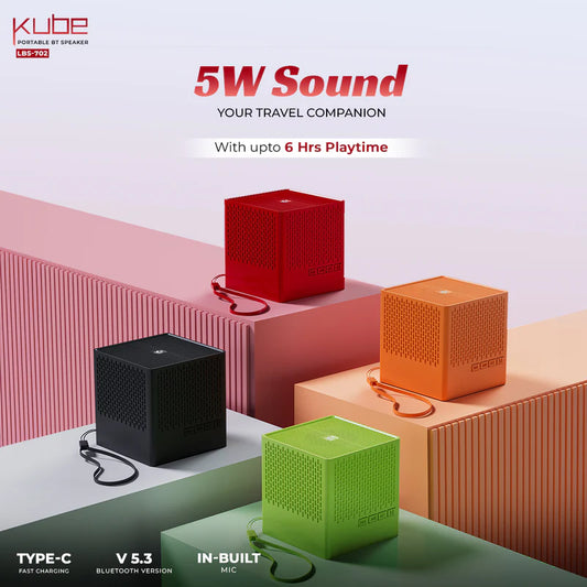 Kube 5W Portable BT 5.3V Speaker With In-Built Mic